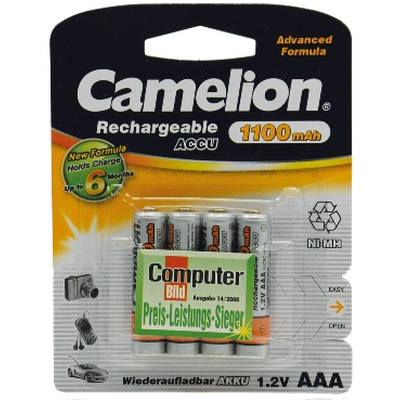 Rechargeable Micro Batteries 1100mA Ni-MH pack of 4pc