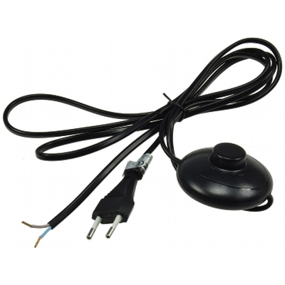 Power cable 2m with foot switch bare ends black