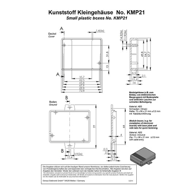 Kunststoff Modul Geh�use  72x 56x21mm - KMP21