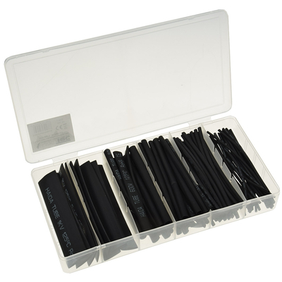 Shrink tube assortment 100 pieces black in sorting box