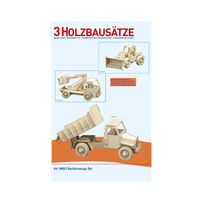 Holzbausatz 3er Set - Baufahrzeuge - M863