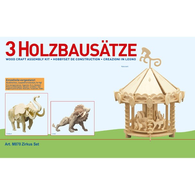 Wooden contruction kit set of 3 Circus - M870