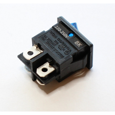 Rocker switch 1 x on blue with lighting 250VAC 10A 19.4 x 13mm
