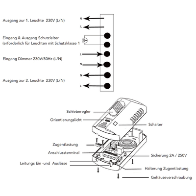 Foot phase dimmer with switch for lamps up to 300 watts max.