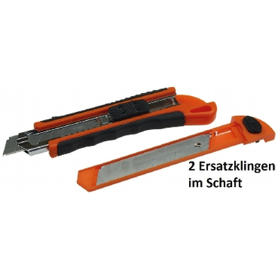 Cuttermesser mit 18mm Klinge Ergo-Griff mit Metallschaft + 2 Klingen