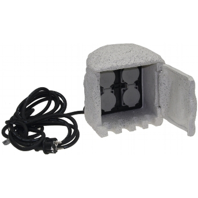 4-way garden socket with 5m supply line IP44 - Stone