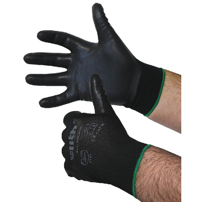 Nylon Feinstrick-Handschuhe mit Nitril-Schaum schwarz Cat II Gre  8