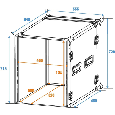 Flightcase for 483 mm units (19) - Rack Profi 15U 45cm