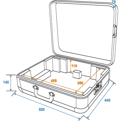 Flightcase f&uuml;r einen Plattenspieler (bis 450 mm Breite) - Case Tour ALU schwarz