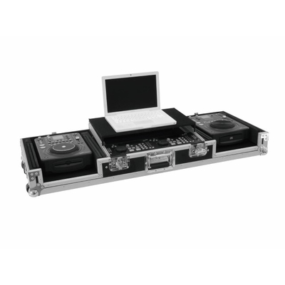 Professionelles DJ-Flightcase für 2 CD-Player mit Laptopablage   Konsole Road LS-1