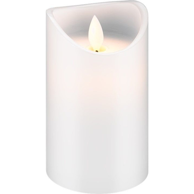 LED Echtwachs-Kerze wei 7,5 x 12,5 cm