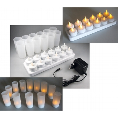 LED Teelichter Set mit Windschutz aufladbar auf...