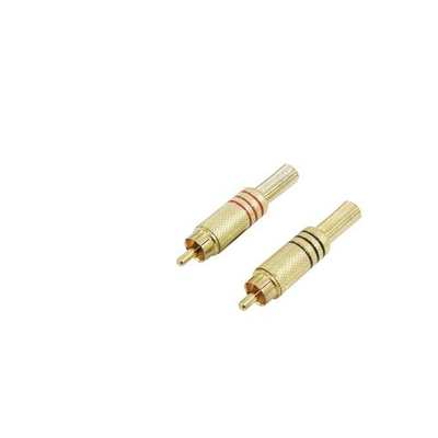 Cinch Stecker Paar vergoldet fr bis zu 7mm Kabel rot/swchwarz