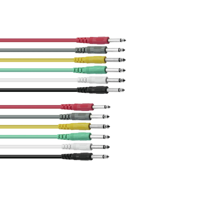 Jack cable 6.3mm patchcord mono 60cm 6pc sort.