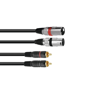 Adapter cable 2 x XLR(M) <> 2  x Cinch(M)  3m bk