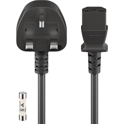           UK IEC connection cable with angled power plug 3 x 1,0  3,0 m black