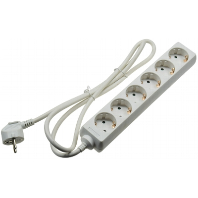 6-fold contact protection Socket strip with 1.5m supply cable white