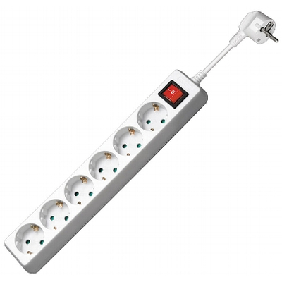 6-fach Schutzkontakt Steckdosenleiste mit 1,5m Zuleitung undt Schalter wei
