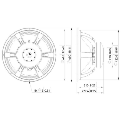 18/45cm Basslautsprecher 1500W 8 Ohm 96 dB 30-1000Hz - SAF184.03
