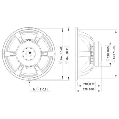 18/45cm woofer 1500W 8 Ohm 96 dB 30-1000Hz - SAF184.04