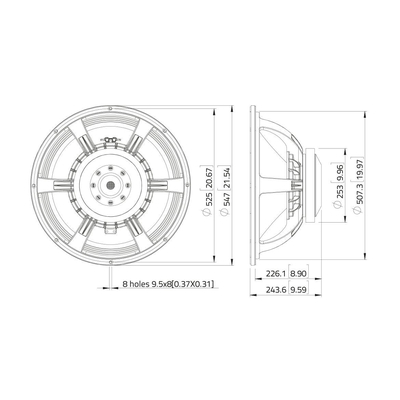 21/52,5cm  woofer 2000W 8 Ohm 97dB 30-1000Hz - SAF214.50