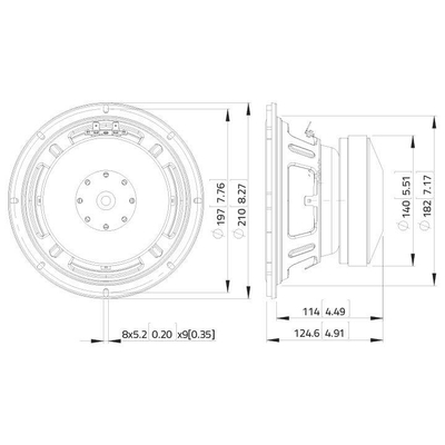 8/20cm Basslautsprecher 350W 8 Ohm 87dB, 50-5000Hz - SSF082.00L