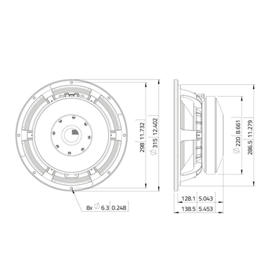 12/30cm Basslautsprecher 1000W  8 Ohm 95dB, 40-1000Hz - WAF124.01