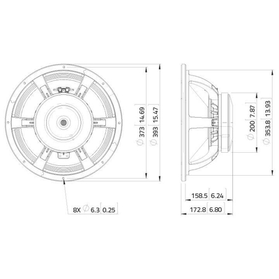 15/38cm woofer 800W 8 Ohm 96dB 40-1000Hz - WAF154.02