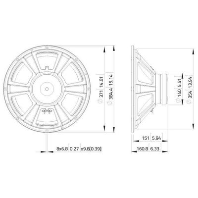 15/38cm Basslautsprecher 200W 8 Ohm 98dB 45-3000Hz - WSF152.02