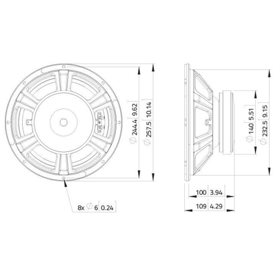 10/25cm woofer 175W 8 Ohm 97dB 60-4000Hz - WSF102.00