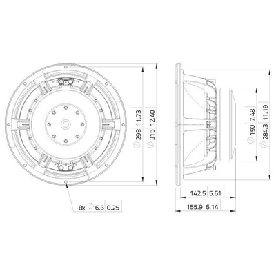 12/30cm Basslautsprecher 500W 8 Ohm 99,5dB 50-2500Hz - WAF123.00