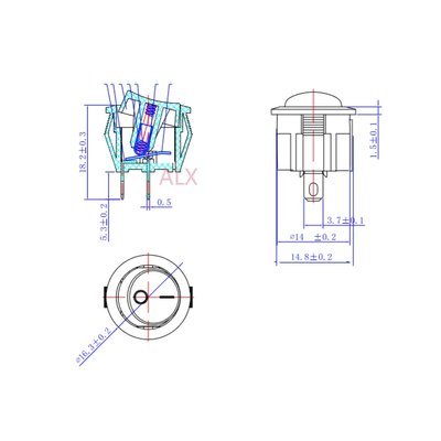 Wippschalter aus/ein 15mm 250V  3A wei�