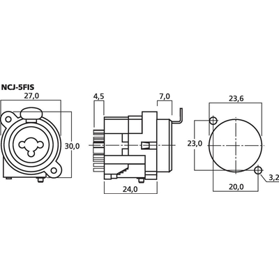 Combo built-in socket XLR socket / 6.3mm, jack - NCJ-5FIS