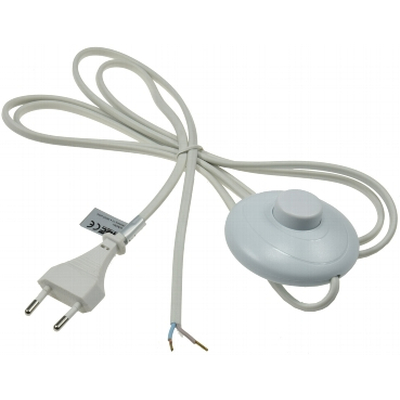 Netzkabel 2m mit Fu�schalter blanke Enden wei�