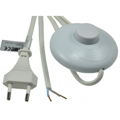 Power cable 2m with foot switch bare ends white