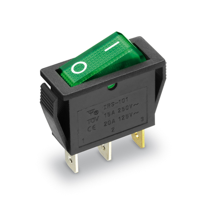 Rocker switch on/off with indicator light 250V 15A greeen
