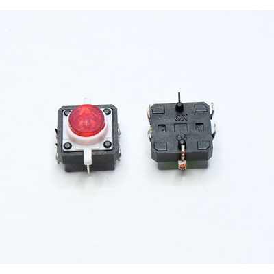 Mikrotaster TACT aus/(ein) 12 x 12mm Tastenh�he  7,3mm mit LED rot THT