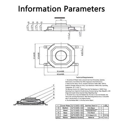 Mikrotaster aus/(ein)  5,2 x  5,2 Tastenhhe 1.6mm