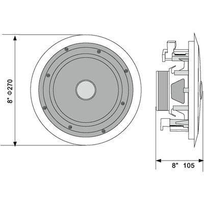 8 / � 240mm  2-way ceiling speaker 100V 40Wrms - CST-8