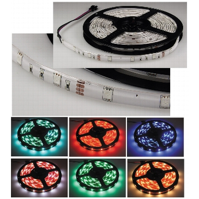 RGB LED strip 6,5W/m  60 LEDs 2 m waterproof to IP44 white carrier pcb