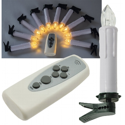 LED candles with radio remote control IP44 10 candles