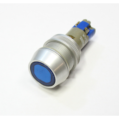 Button with lighting blue 24V 1 x on/(off) + off/(on) -...