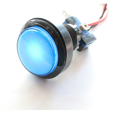 Large push button off/(on) � 45.5mm blue with illumination 12V retractable
