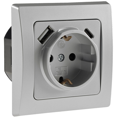 Flush-mounted safety socket 230VAC 16A with USB-C / PD ?...