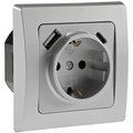 Schutzkontakt-Steckdose 230VAC 16A UP USB-C / PD silber