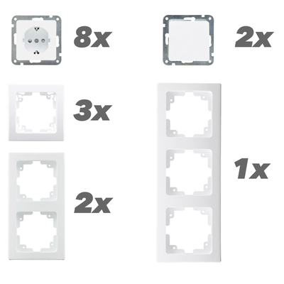 Starter-Kit II wei&szlig 8x Steckdose mit Klemmanschlu&szlig; 16-teilig- PRO