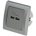 2-fach USB Ladeport silber 5V= gesamt max. 2A