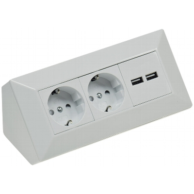 Double top mounting socket block + 2 USB charging ports...