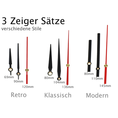 DCF radio controlled clockwork with 3 sets of plastic hands, 25mm long shaft