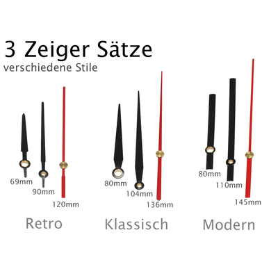 Funk-Uhrwerk DCF mit 3 Zeigers�tzen aus Kunststoff, 25mm langer Schaft